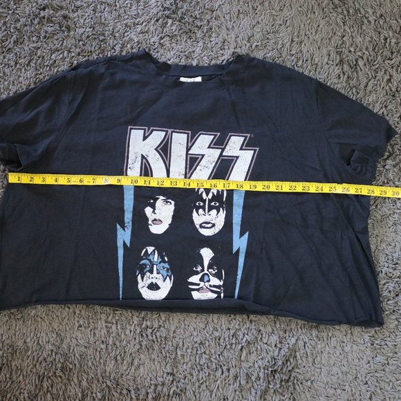 KISS Shirt Adult 3XL Black Cropped T-Shirt Rock Band Tee - Picture 4 of 6